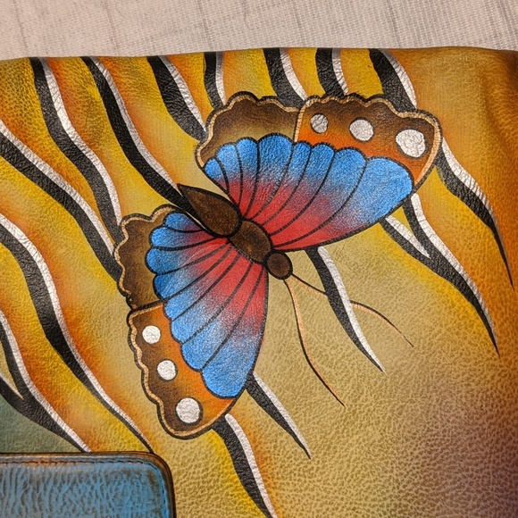 Anuschka Leather Hand Painted Satchel - Picture 3 of 5